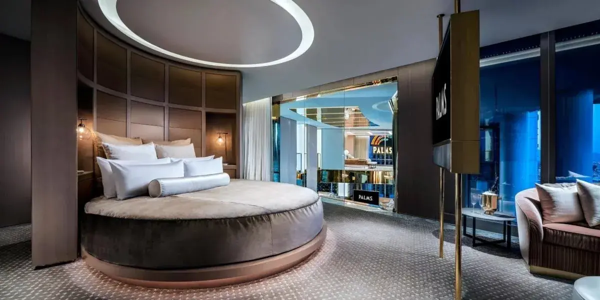 Two Story Sky Villa Bedroom at Palms Casino Resort Las Vegas.