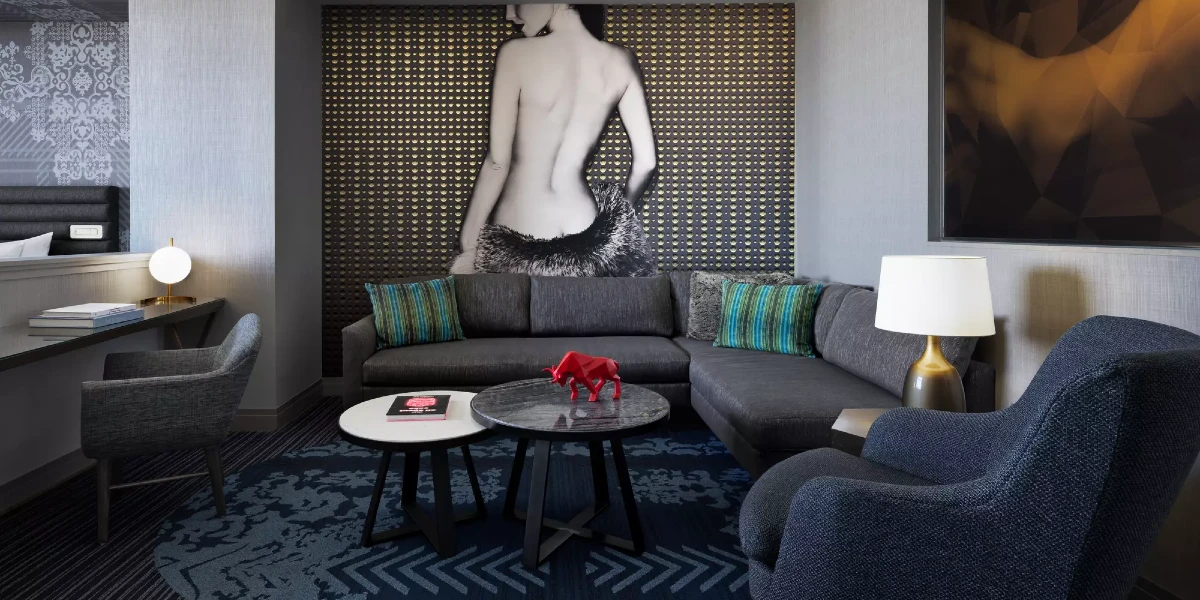 Terrace Studio Living Area at The Cosmopolitan of Las Vegas.