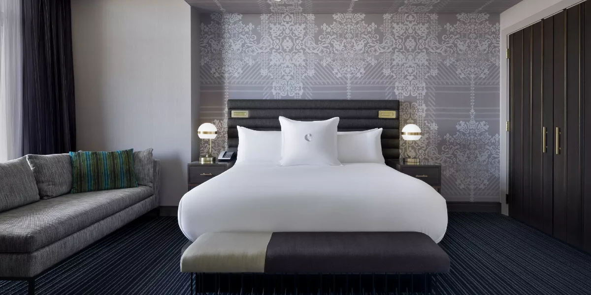 Terrace Suite Fountain View Bedroom at The Cosmopolitan of Las Vegas.