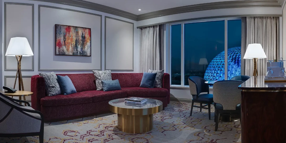Newly Remodeled Luxury Suite Living Area at The Venetian Resort Las Vegas.