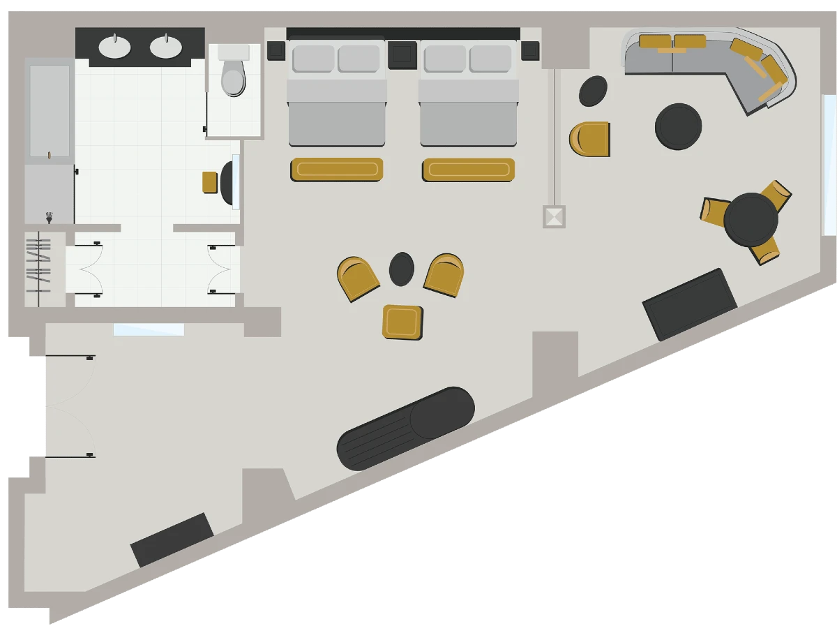 Newly Remodeled Premium Two Queen Suite Floor Plan at The Venetian Resort Las Vegas.
