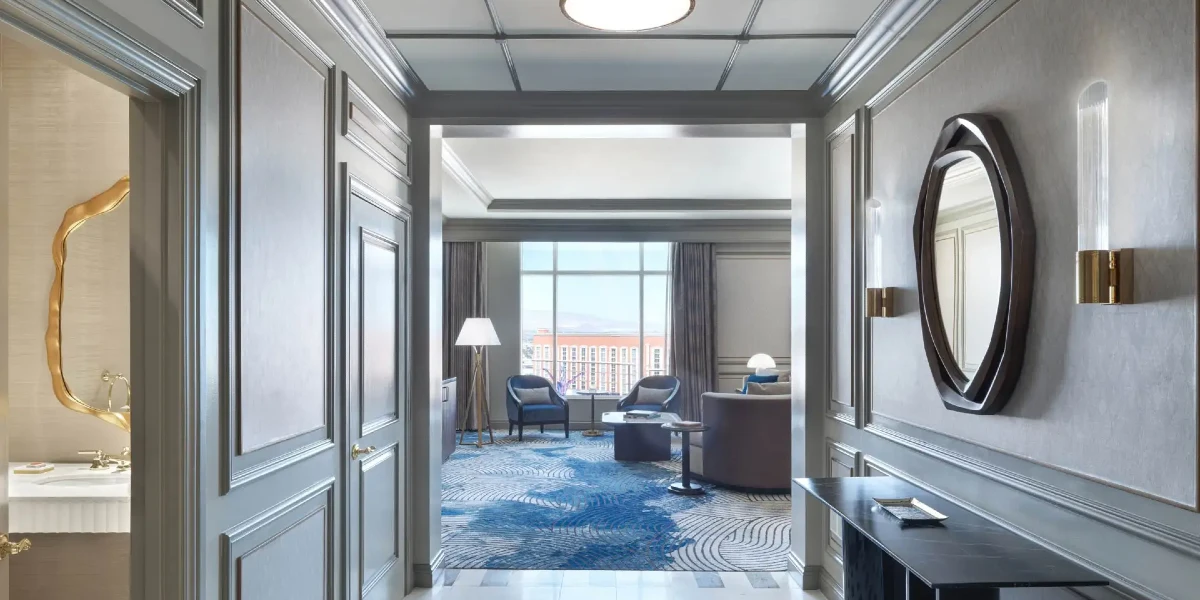 Newly Remodeled Executive Wellness King Suite Billiards Entryway at The Venetian Resort Las Vegas.