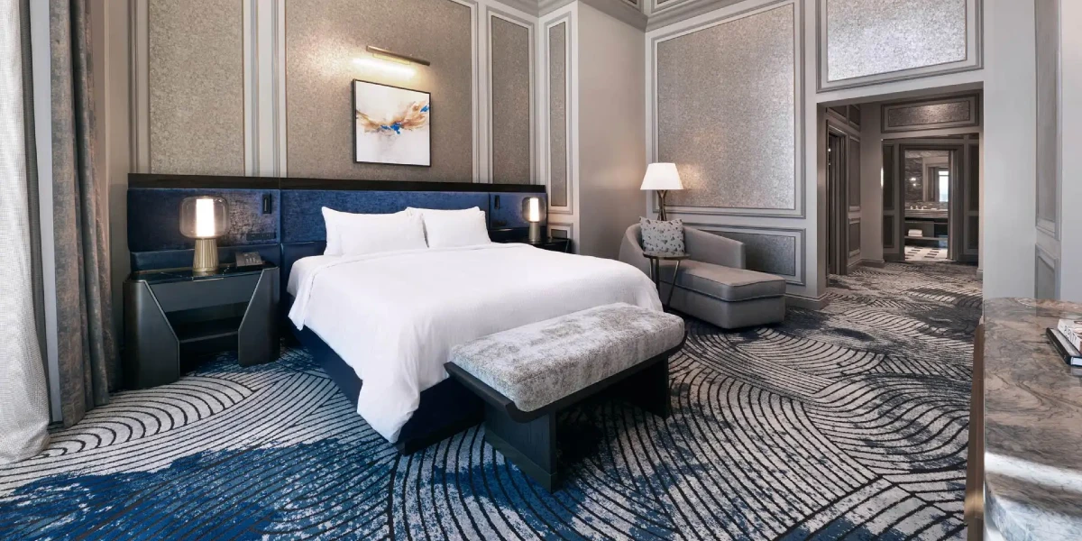 New Corner Two Bedroom Suite Bedroom at The Venetian Resort Las Vegas.