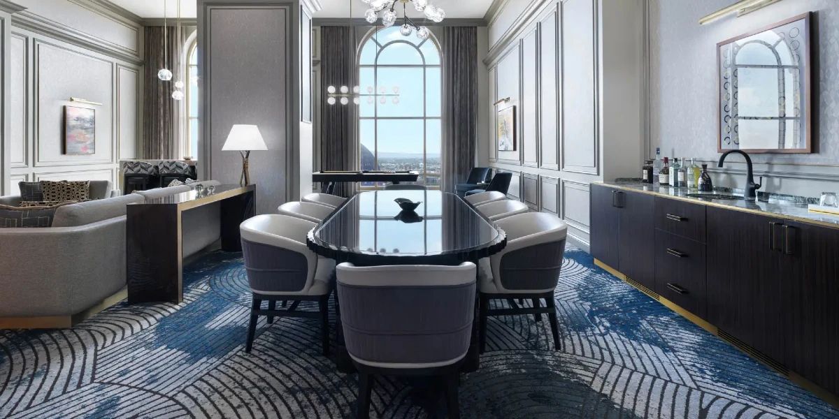 New Corner Two Bedroom Suite Dining Area at The Venetian Resort Las Vegas.