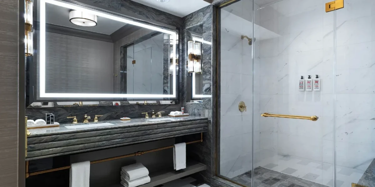 New Corner Two Bedroom Suite Bathroom at The Venetian Resort Las Vegas.