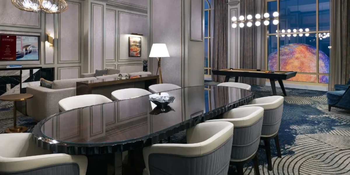 New Corner Two Bedroom Suite Dining Area at The Venetian Resort Las Vegas.