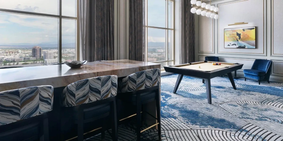 New Corner Two Bedroom Suite Wet Bar and Pool Table at The Venetian Resort Las Vegas.