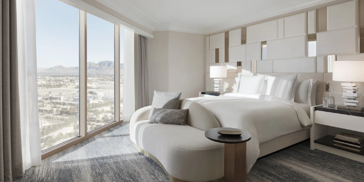 Panoramic Suite Sunrise View Bedroom at Four Seasons Hotel Las Vegas.