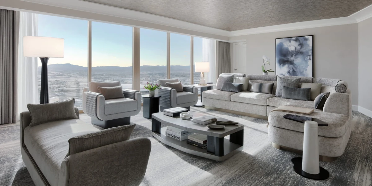 Valley View Suite Living Area at Four Seasons Hotel Las Vegas.
