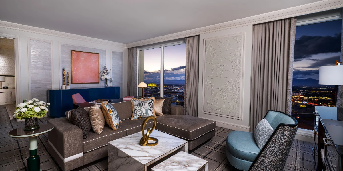 Two Bedroom Bellagio Suite Living Area at Bellagio Las Vegas.