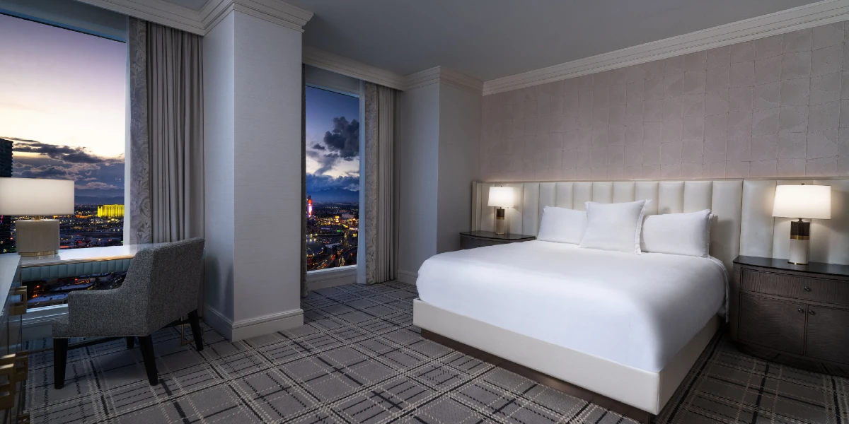 Two Bedroom Bellagio Suite Bedroom at Bellagio Las Vegas.