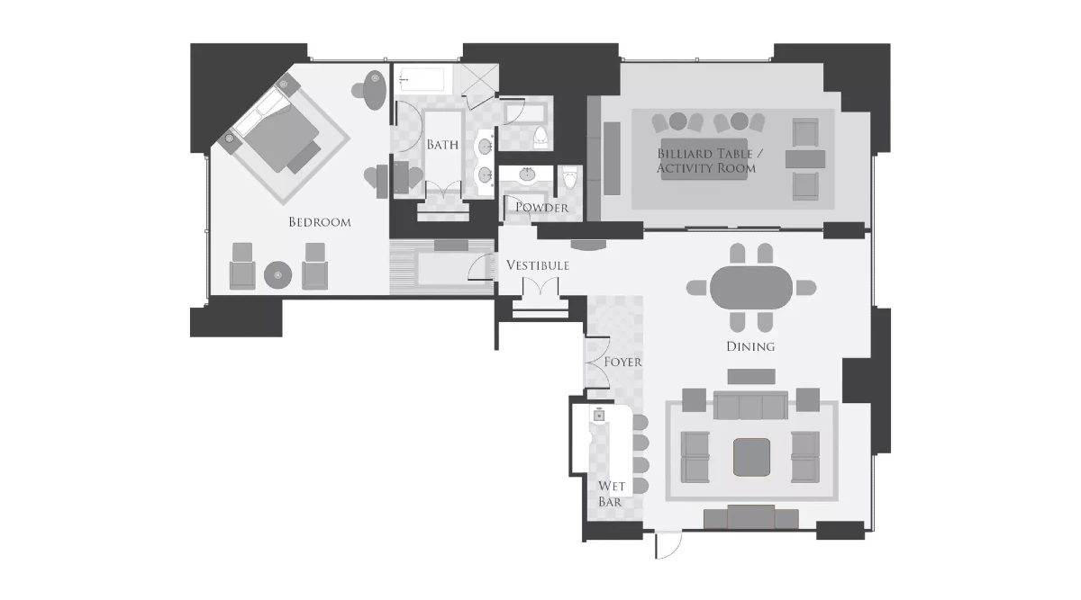 Executive Hospitality Suite Floor Plan at Bellagio Las Vegas.