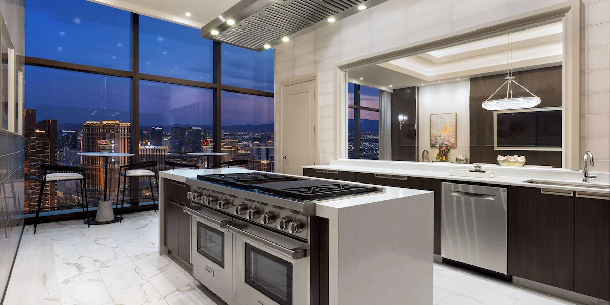 Four Bedroom Chairman Villa Kitchen at Crockfords Las Vegas at Resorts World.