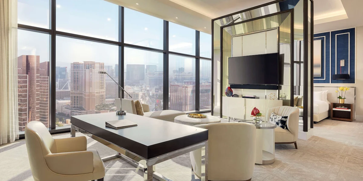 Four Bedroom Chairman Villa Living Area at Crockfords Las Vegas at Resorts World.