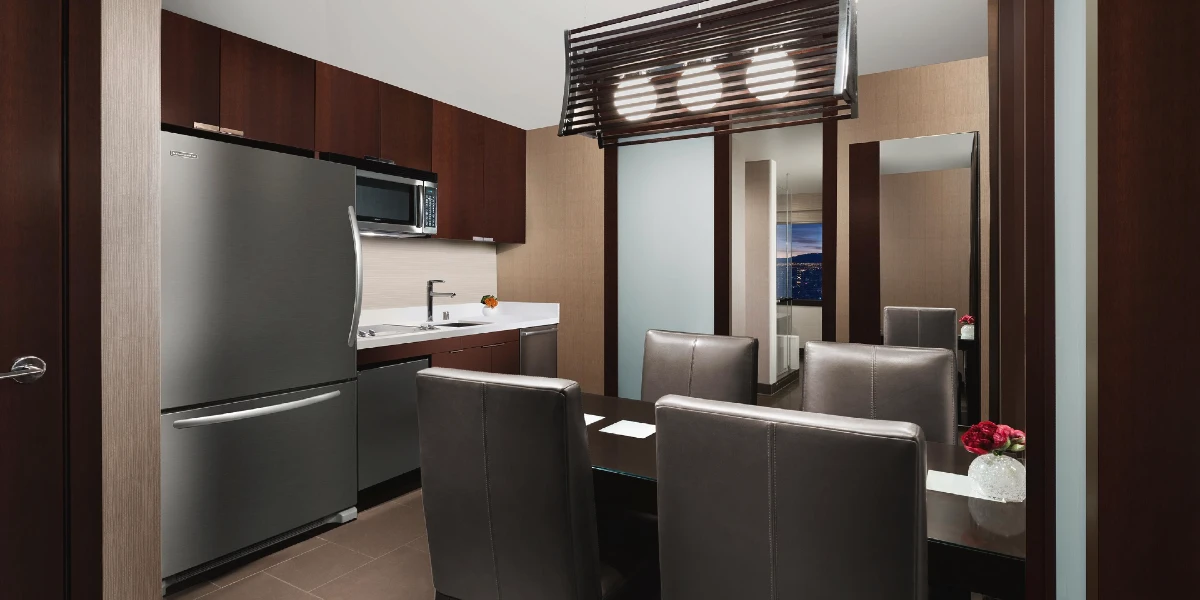 City Corner Suite Kitchen at Vdara Hotel and Spa at Aria Las Vegas.