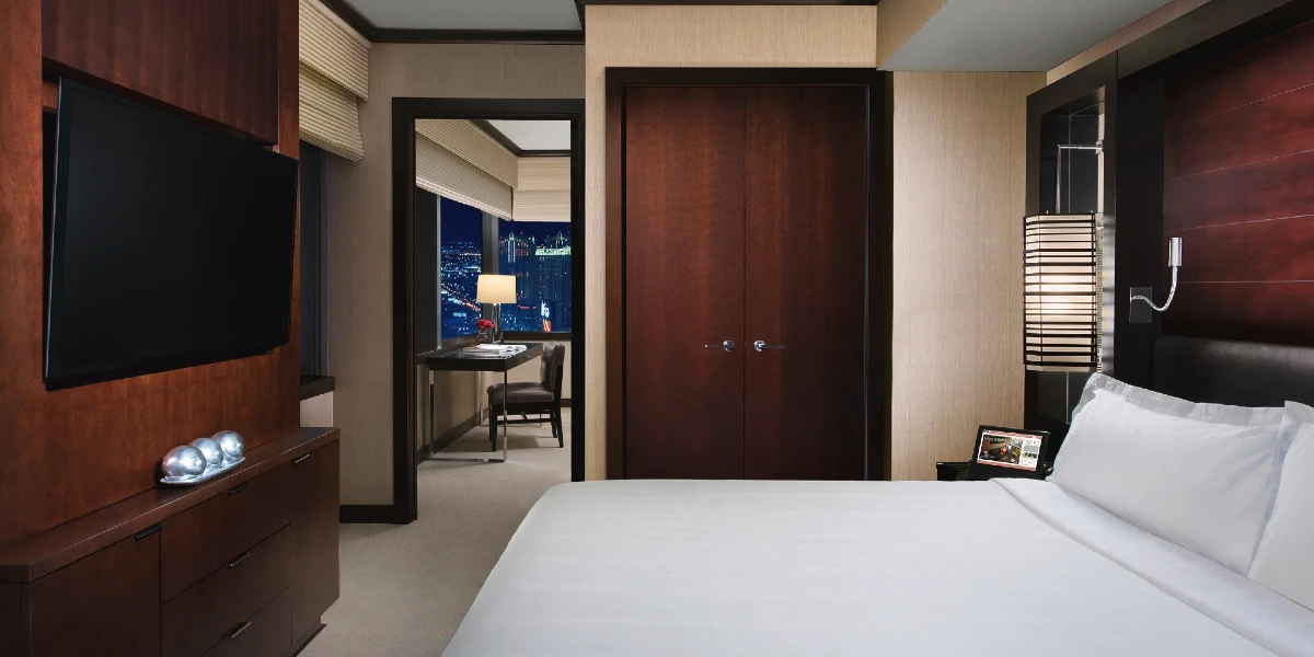Executive Suite Bedroom at Vdara Hotel and Spa at Aria Las Vegas.