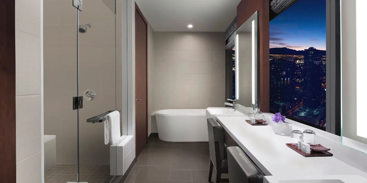 One Bedroom Loft Bathroom at Vdara Hotel and Spa at Aria Las Vegas.