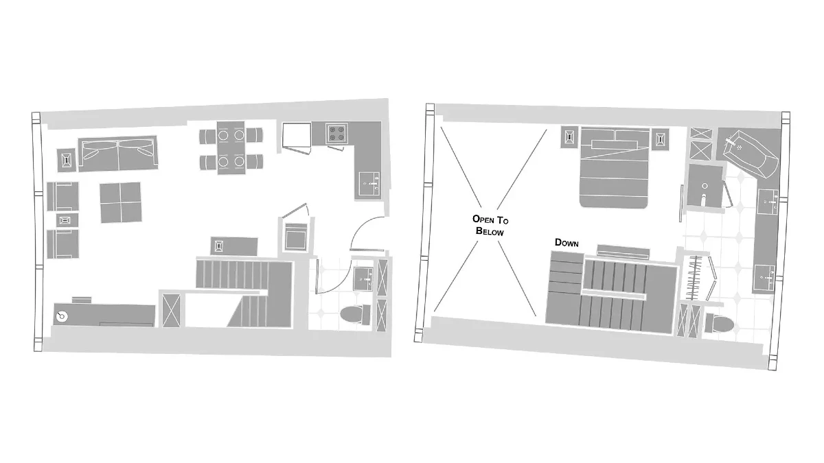 One Bedroom Loft Floor Plan Area at Vdara Hotel and Spa at Aria Las Vegas.