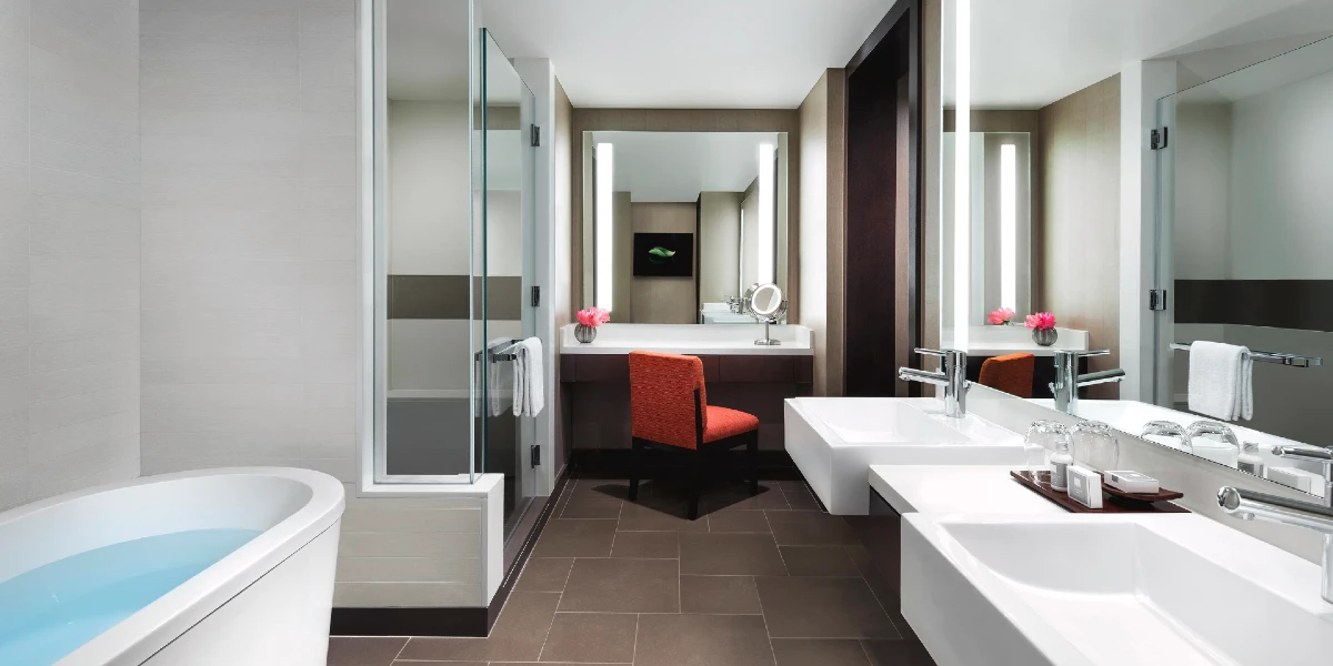 Two Bedroom Hospitality Suite Bathroom at Vdara Hotel and Spa at Aria Las Vegas.