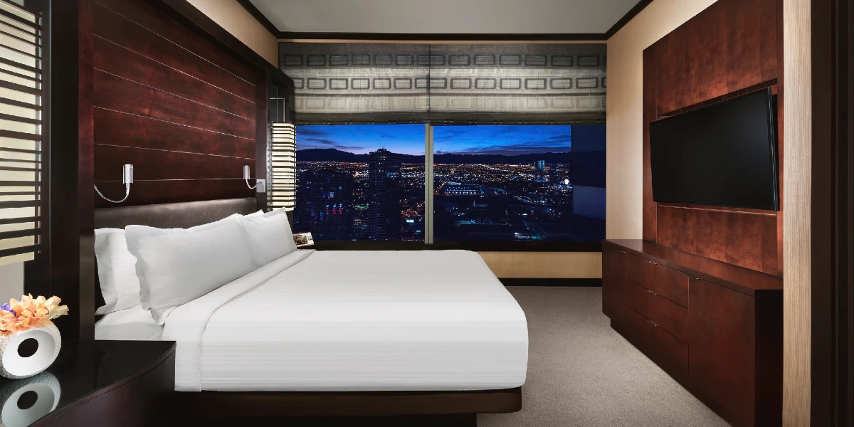 Two Bedroom Loft Bedroom at Vdara Hotel and Spa at Aria Las Vegas.