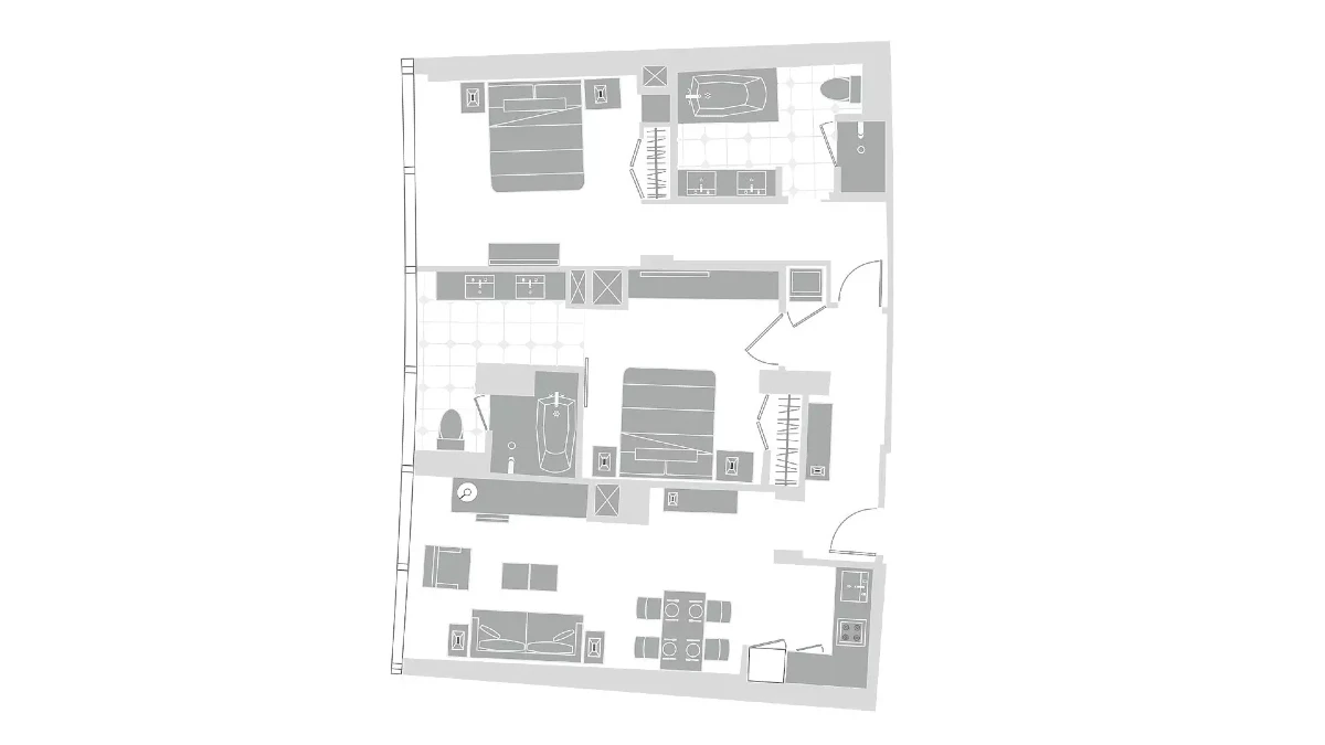 Two Bedroom Penthouse Floor Plan at Vdara Hotel and Spa at Aria Las Vegas.