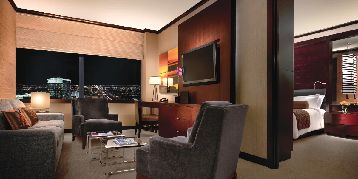 Vdara Suite Living Area at Vdara Hotel and Spa at Aria Las Vegas.