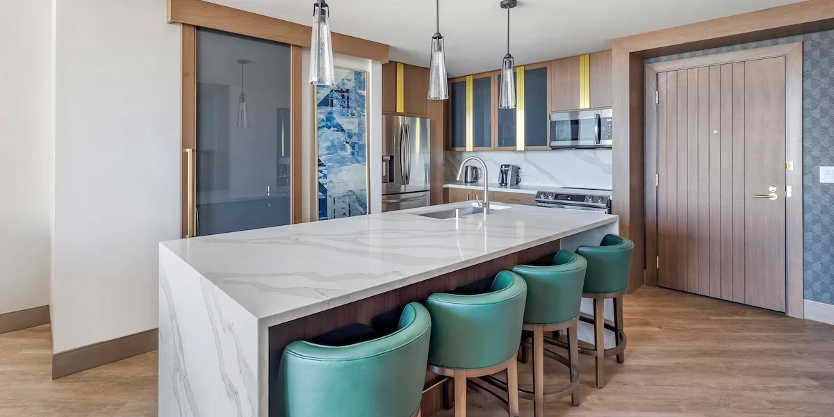 Premium One Bedroom One King Suite Kitchen at Hilton Club Elara Las Vegas.