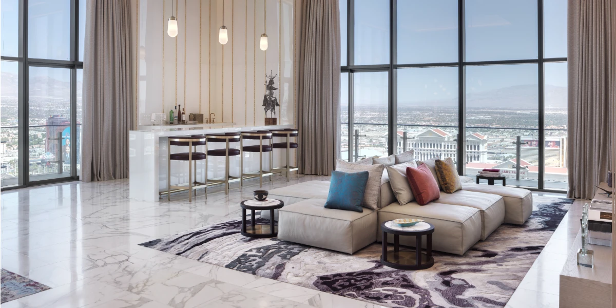 Boulevard Penthouse Living Area at The Cosmopolitan of Las Vegas.