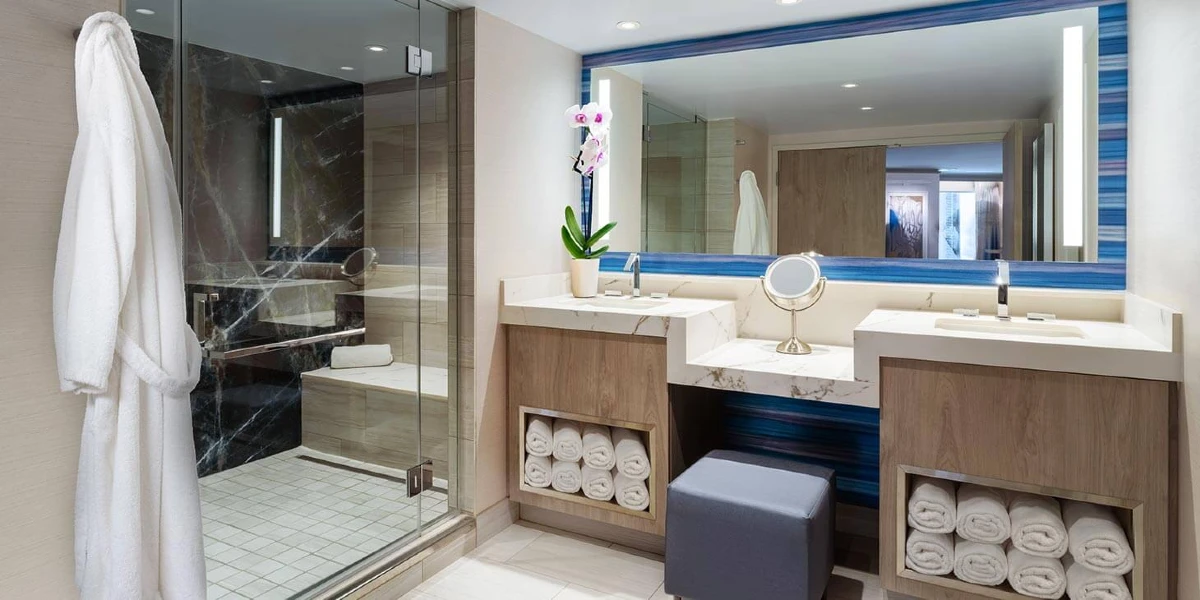Elevated Boulevard Suite Bathroom at The Strat Hotel Casino Tower Las Vegas.