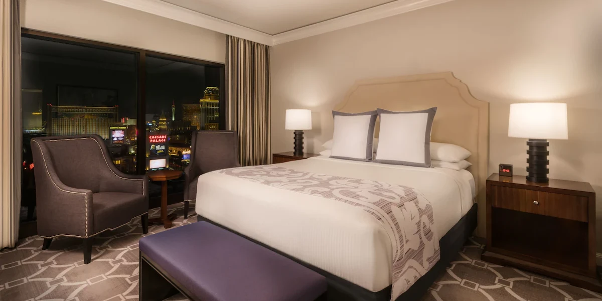 Augustus Tower Executive Suite Bedroom at Caesars Palace Las Vegas.