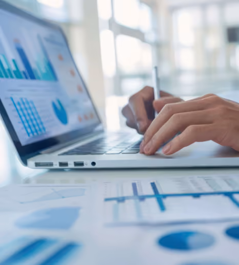 Financial data and analytics displayed on a laptop