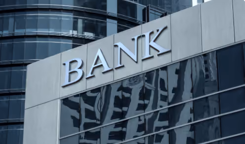 Modern bank building exterior