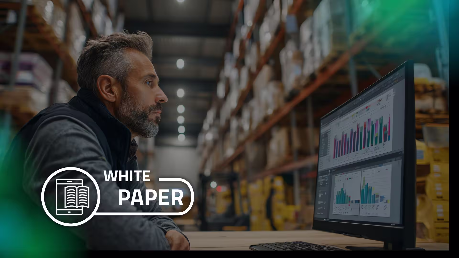 Supply Chain professional analyzing machine learning dashboards to improve data maturity and decision-making