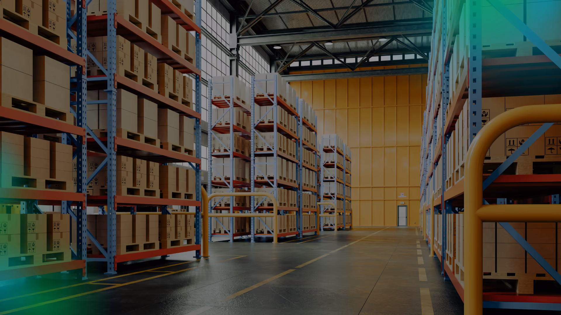 High-bay warehouse storing raw material buffers, showing how inventory optimization reduces exposure to supply disruptions