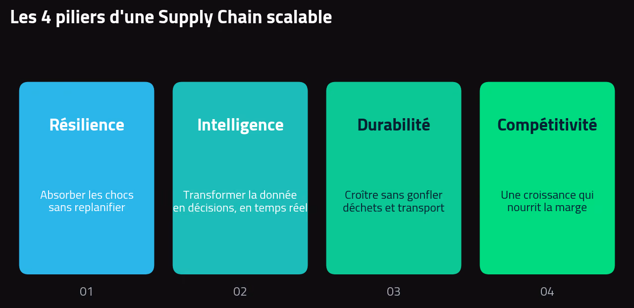 Les 4 piliers d'une Supply Chain scalable : résilience, intelligence, durabilité et compétitivité