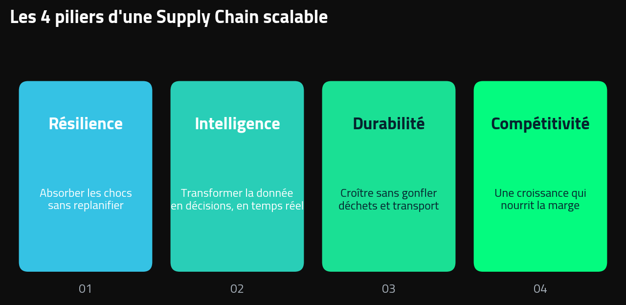 Les 4 piliers d'une Supply Chain scalable : résilience, intelligence, durabilité et compétitivité