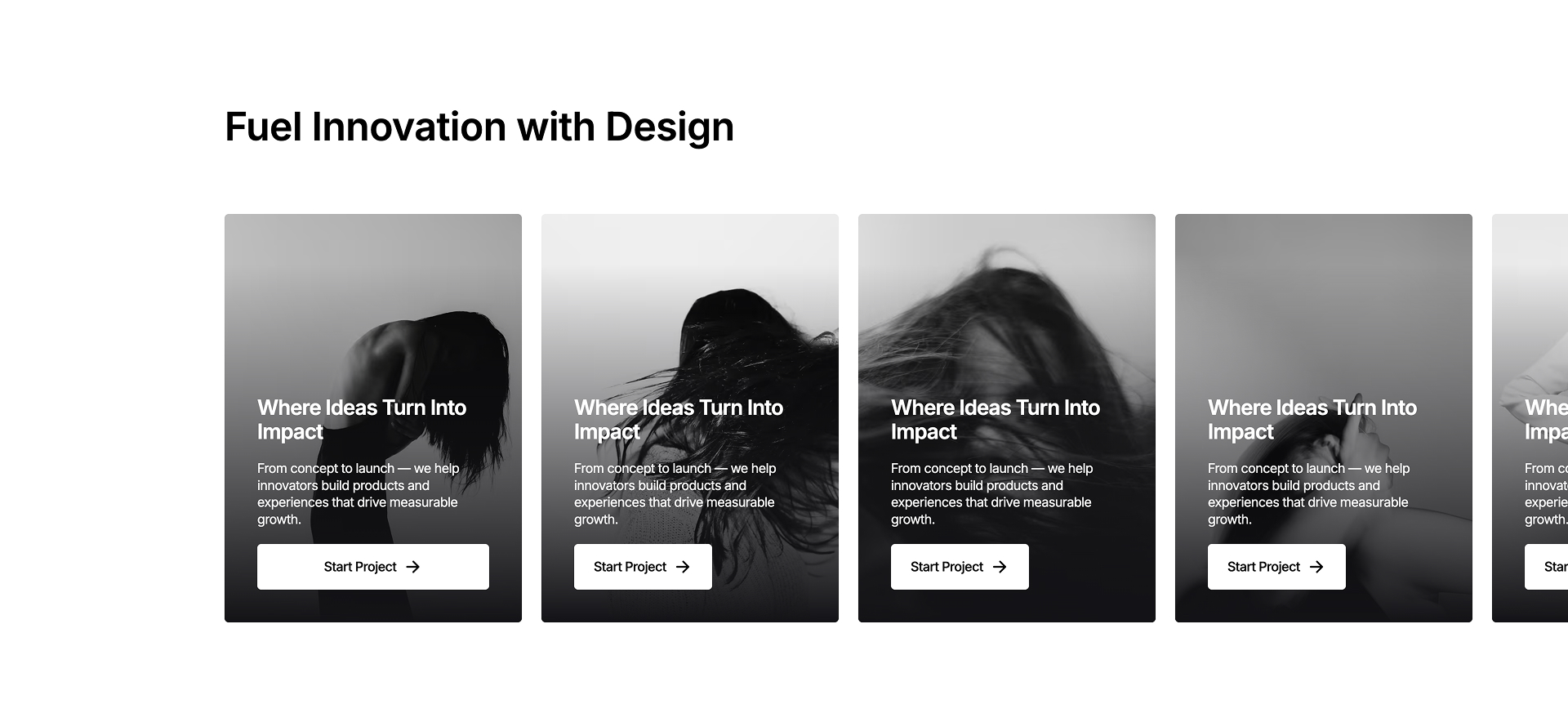 Fuel Innovation with Design – responsive Webflow component featuring a carousel 