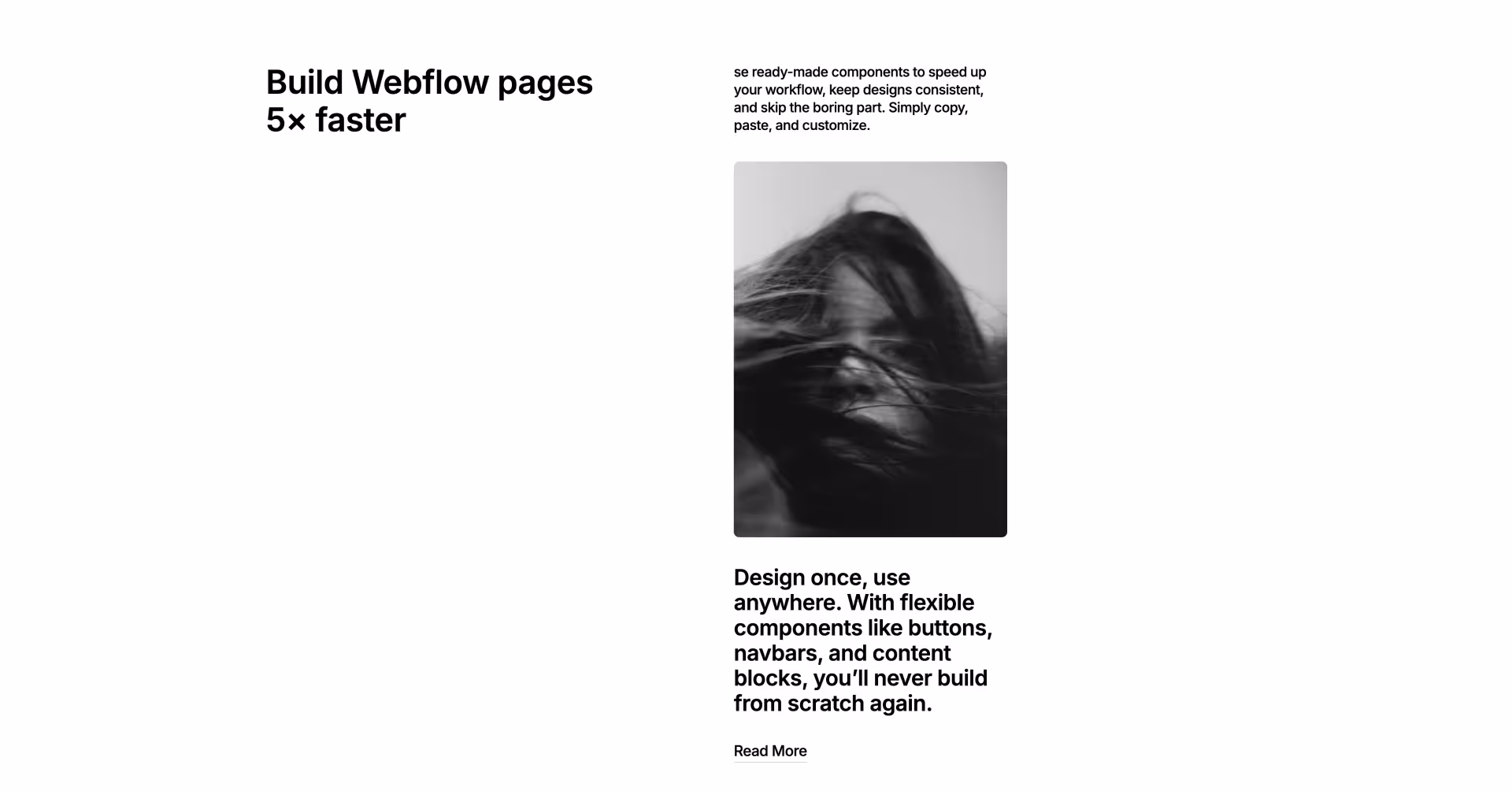 Interactive Webflow component with hover effect on service cards: Social Media Ads, Web Design, Analytics.