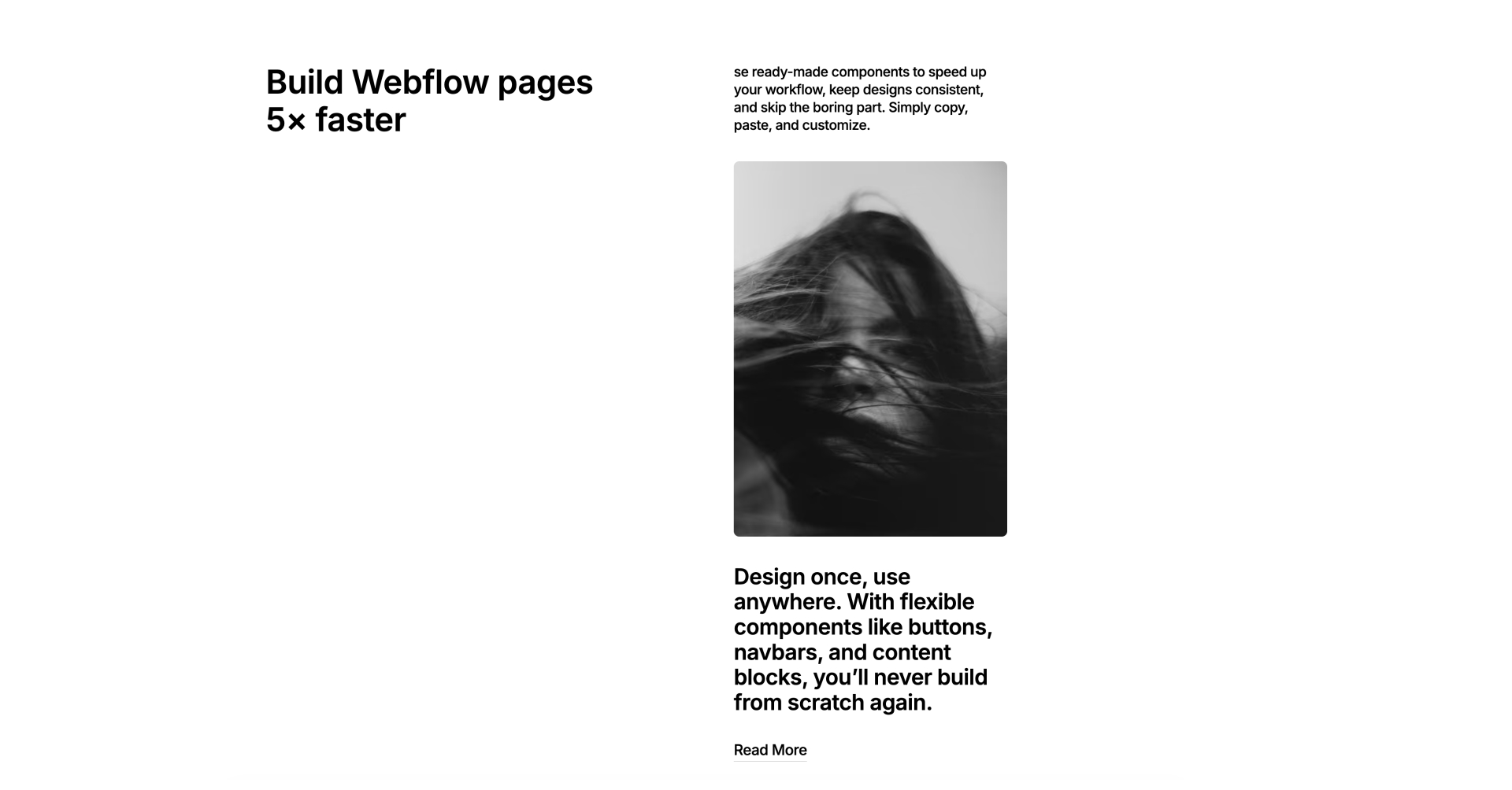 Interactive Webflow component with hover effect on service cards: Social Media Ads, Web Design, Analytics.
