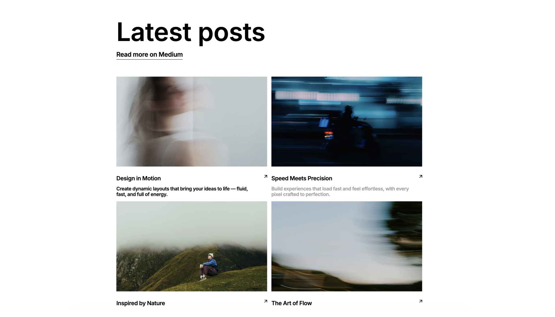 Blog section abstract blurred portrait representing creativity and motion in modern Webflow design