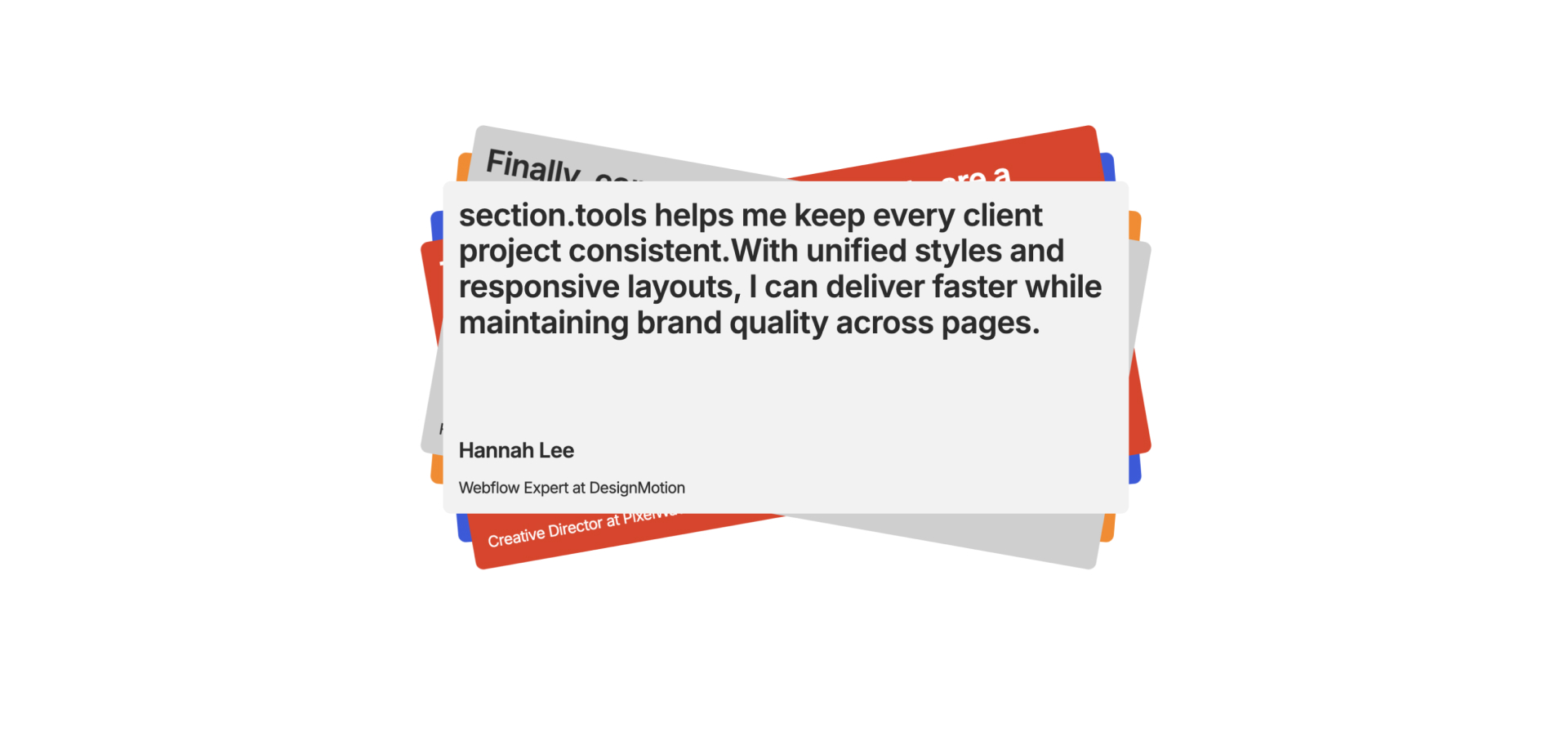 Animated Webflow components cards showing customer testimonials