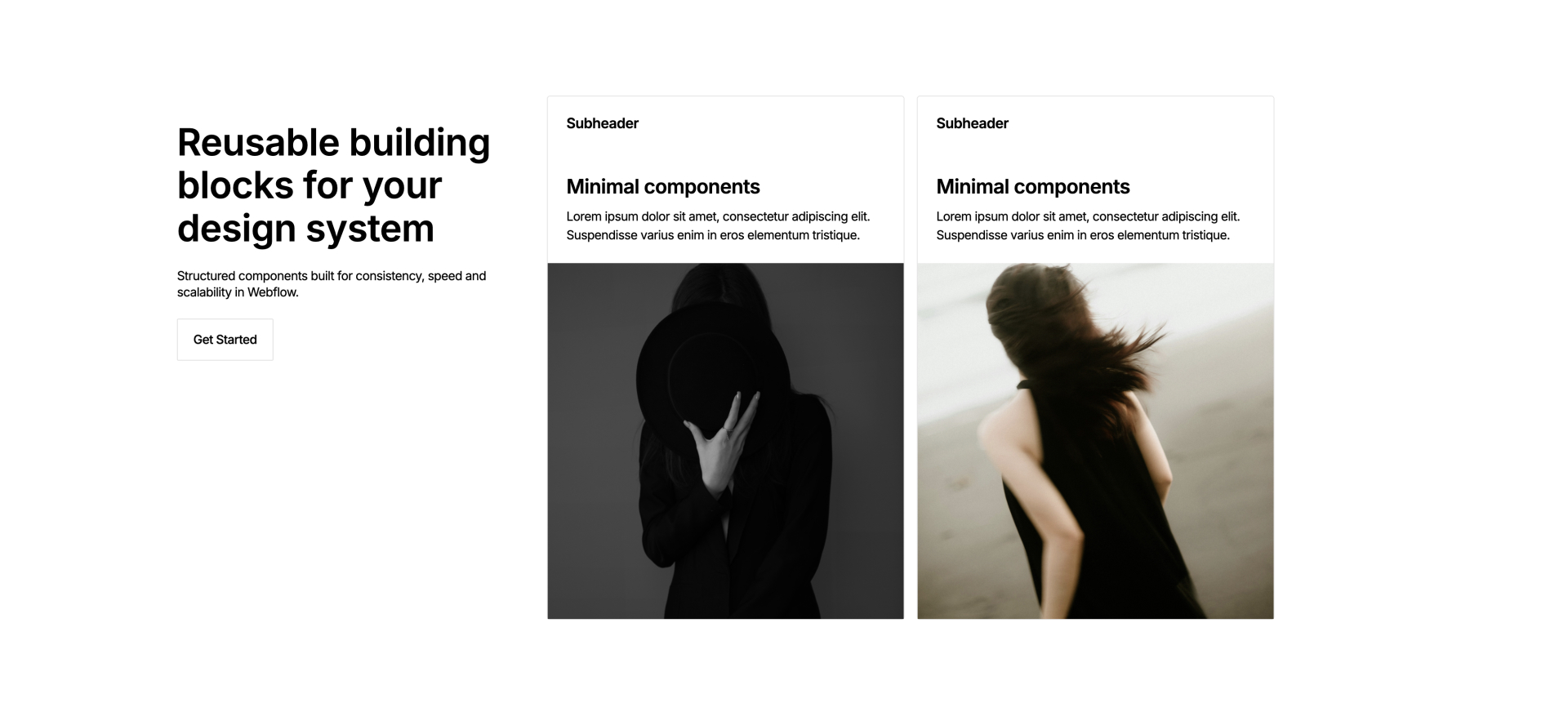 Stylized card Webflow component with soft background