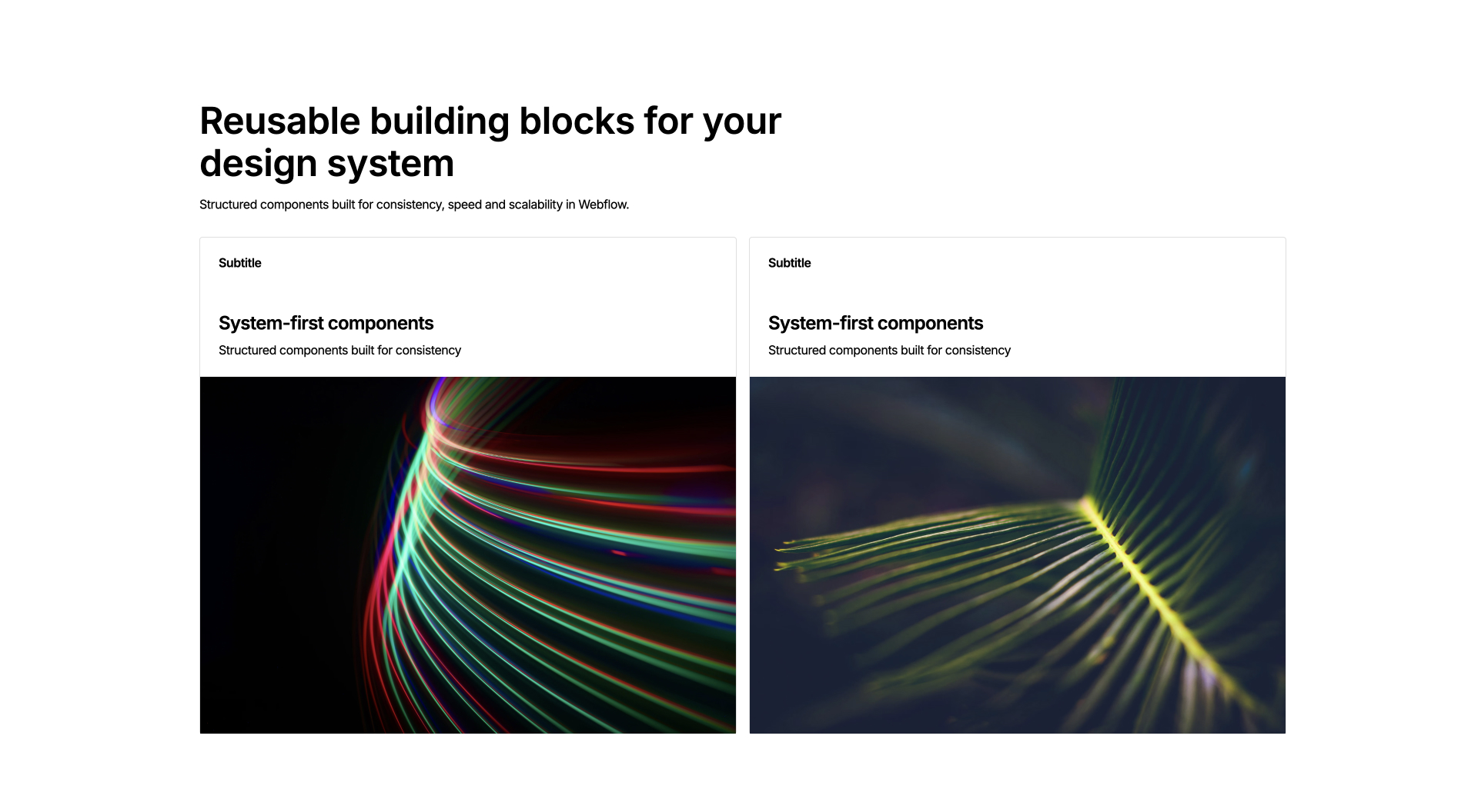 Overlapping image card Webflow component