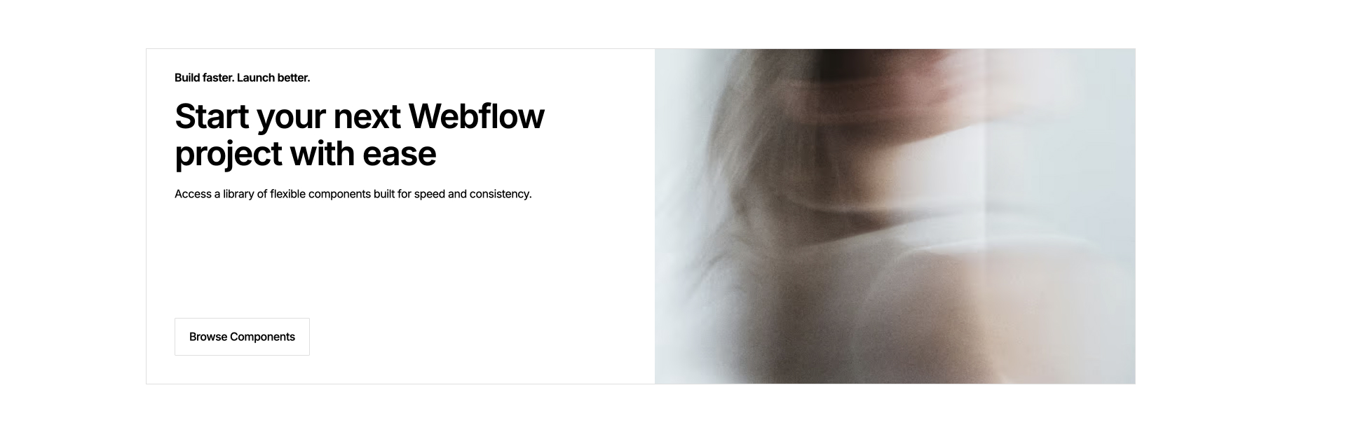 Call-to-action section with bold headline, subtext, and button encouraging users to explore free Webflow components