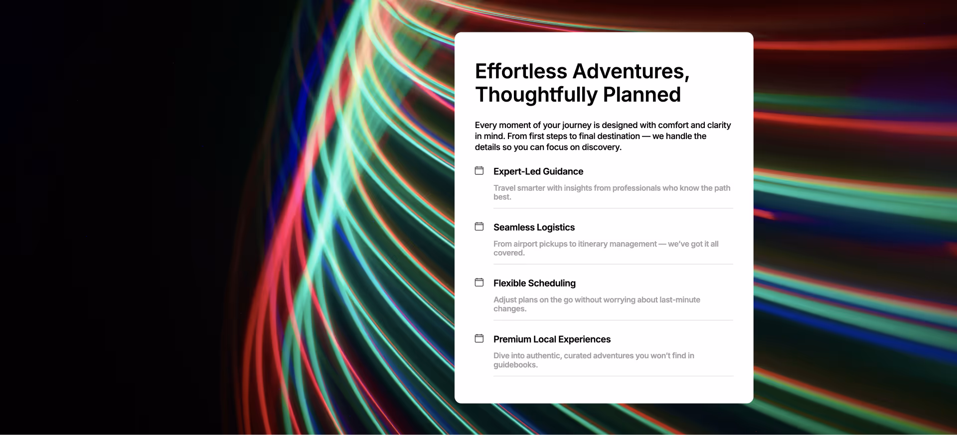 Features Webflow component with image and four descriptive benefit blocks