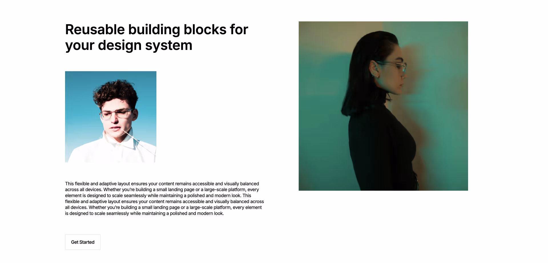 Webflow component with flexible layout and reusable blocks for design systems