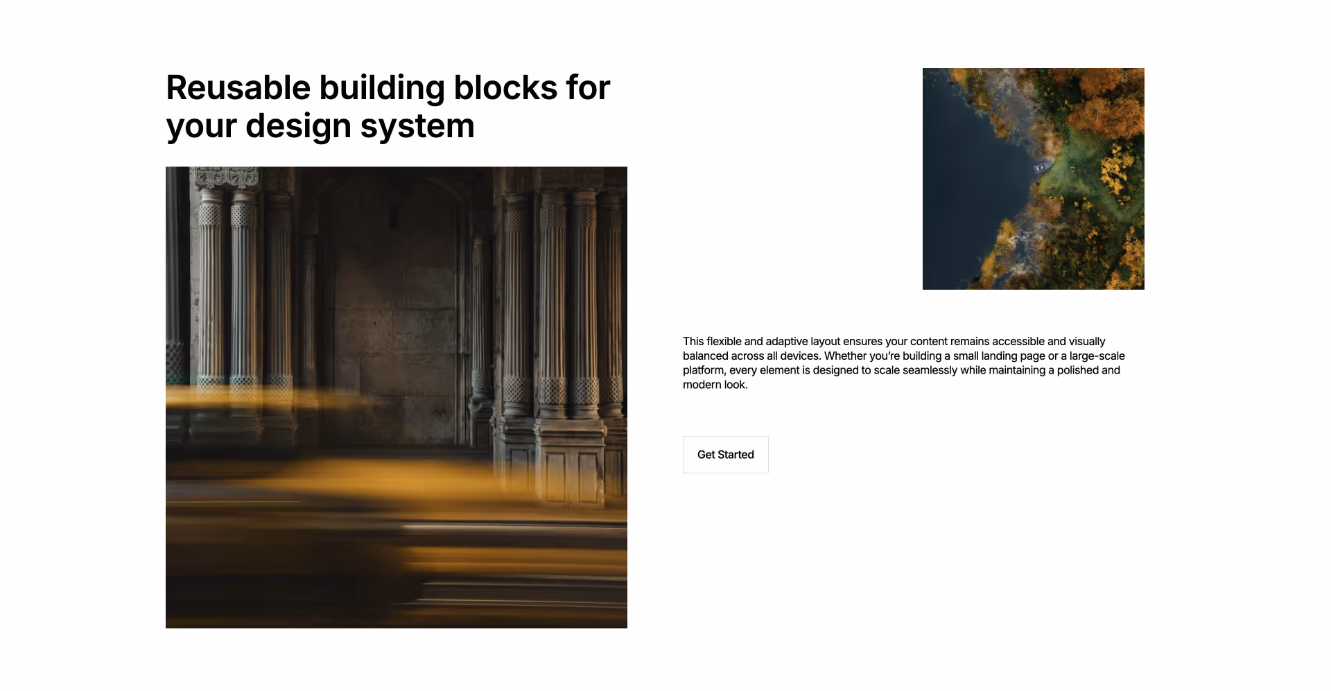 Webflow component with reusable design blocks and flexible responsive layout
