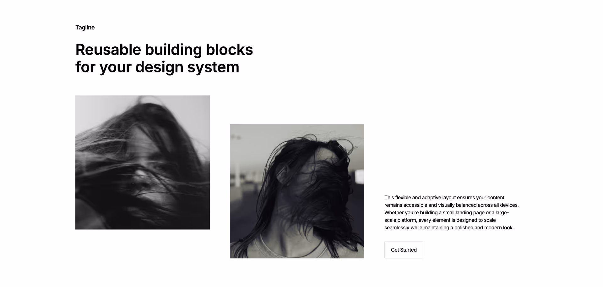 Webflow component with dual image blocks and responsive design layout for modern UI systems