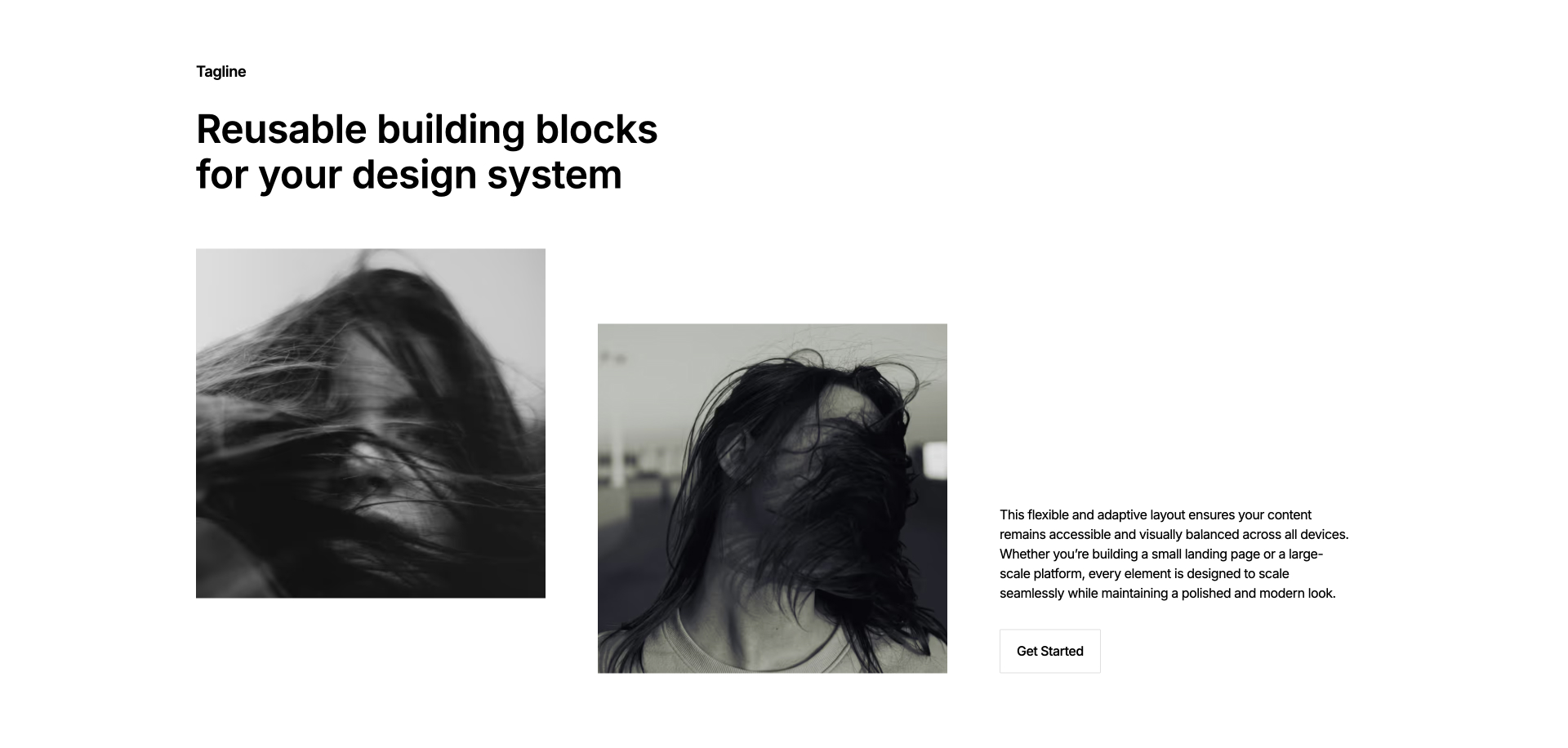 Webflow component with dual image blocks and responsive design layout for modern UI systems