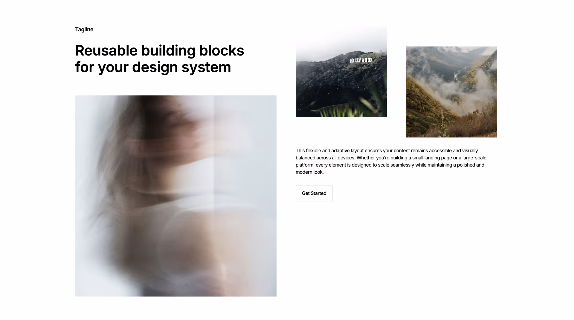 Webflow component with three image blocks and scalable layout for responsive design systems